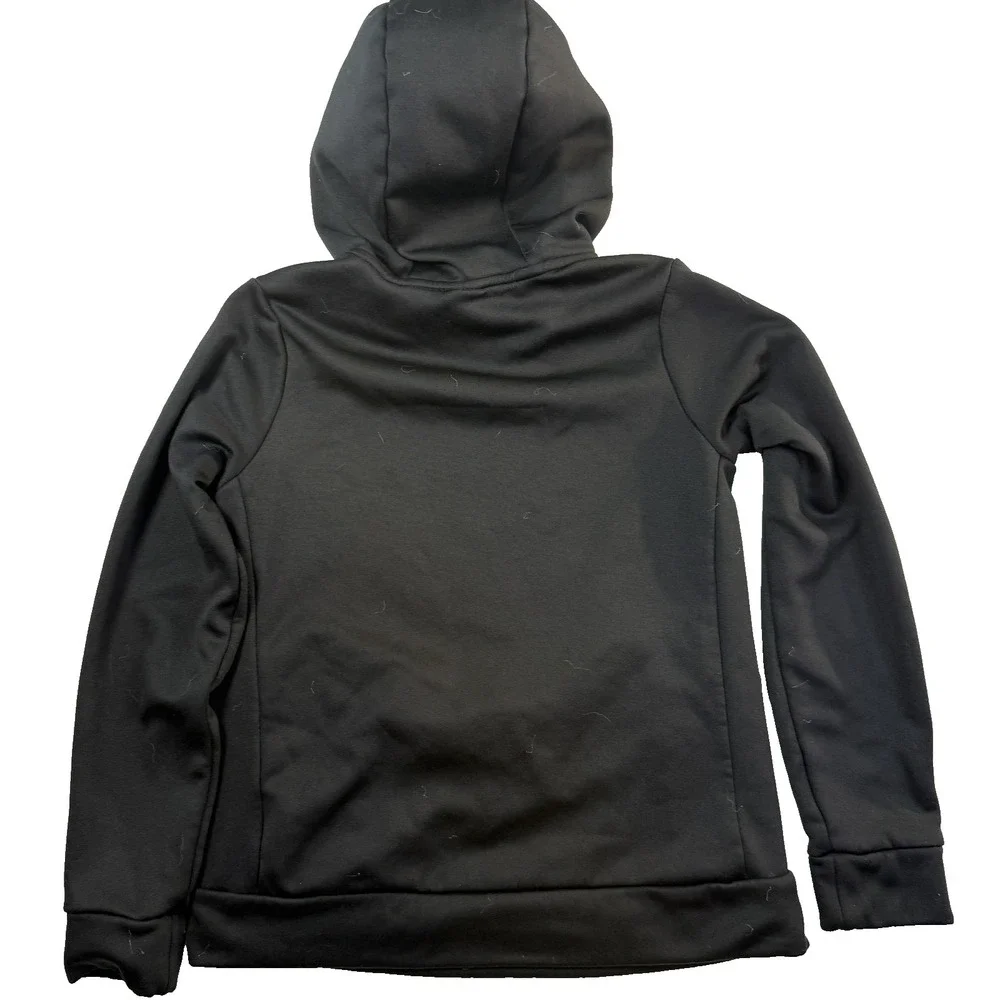 Nike Hoodie Girls L Black Dri-FIT Pullover Neon Pink Mesh Swoosh Sportswear